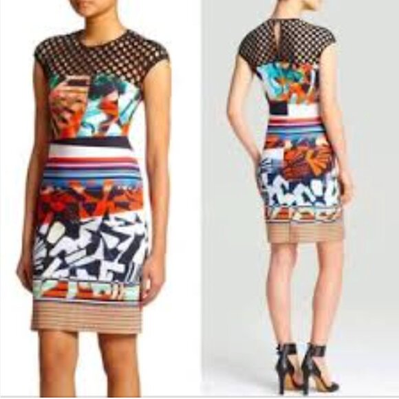 NWT CLOVER CANYON Ink Strokes neoprene bodycon sleeveless dress Size XS - Picture 3 of 11